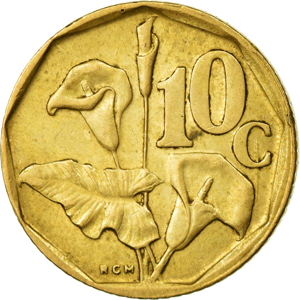 Moneta, Sudafrica, 10 Cents, 1994, BB, Acciaio placcato in bronzo, KM:135