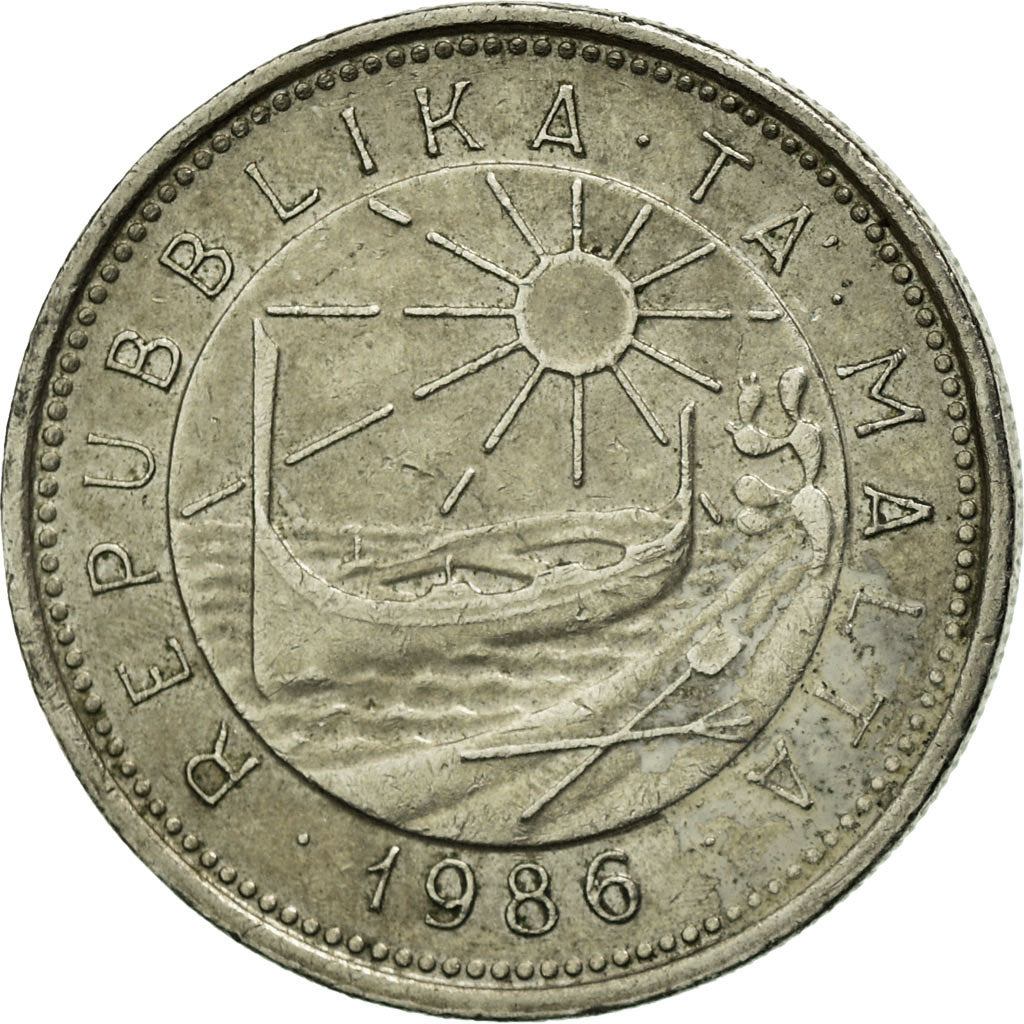 Coin, Malta, 10 Cents, 1986, British Royal Mint, VF(30-35), Copper-nickel, KM:76