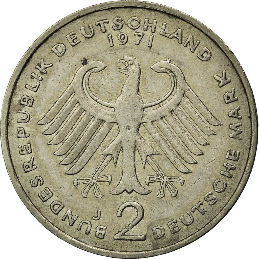 Munten, Federale Duitse Republiek, 2 Mark, 1971, Hambourg, ZF, Copper-Nickel