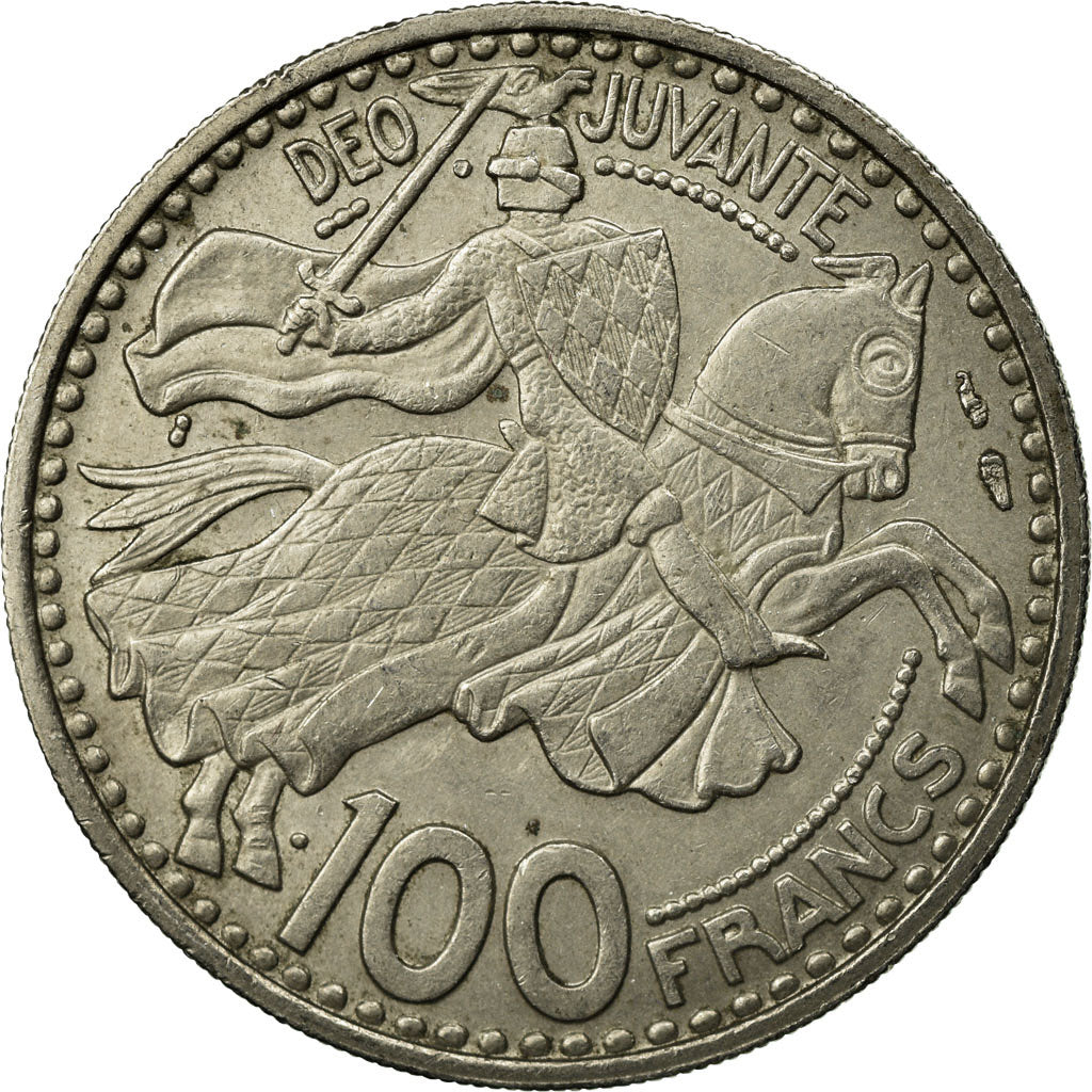 Coin, Monaco, Rainier III, 100 Francs, Cent, 1950, EF(40-45), Copper-nickel