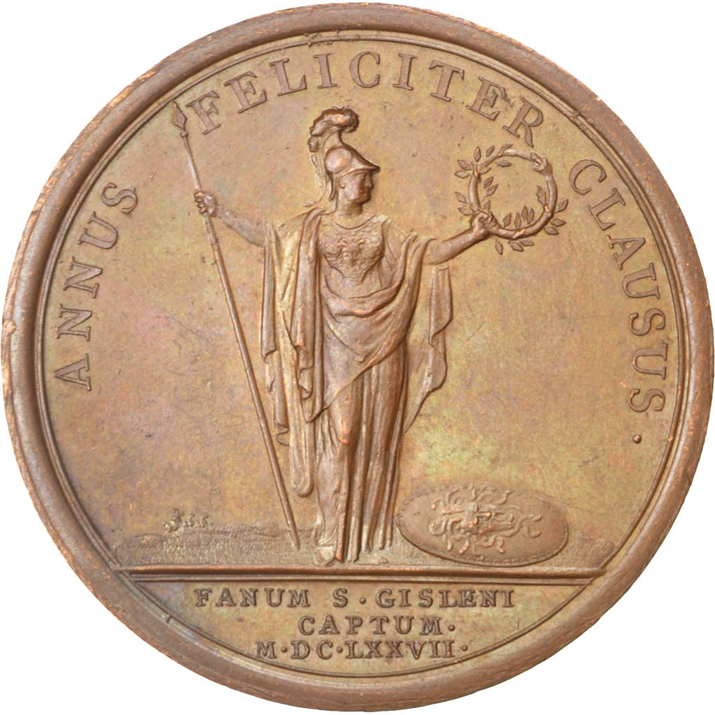 France, Medal, Louis XIV, Politics, Society, War, Mauger, AU(50-53), Copper
