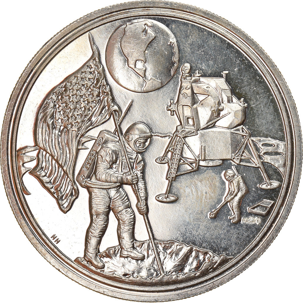 France, Medal, Landing on the Moon, N.Amstrong, Sciences & Technologies, MS(63)