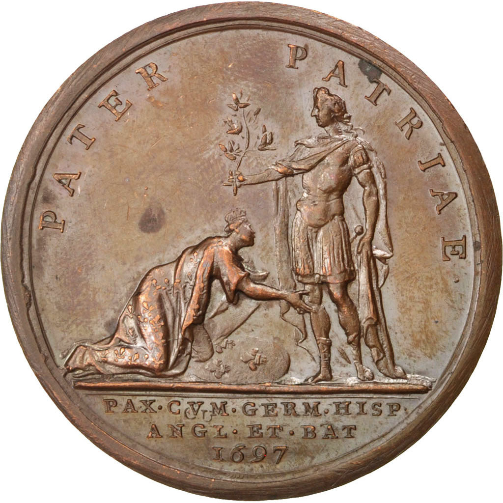 France, Medal, Louis XIV, Politics, Society, War, Mauger, AU(50-53), Copper