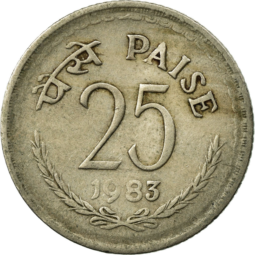 Moneta, REPUBBLICA DELL’INDIA, 25 Paise, 1983, MB, Rame-nichel, KM:49.1