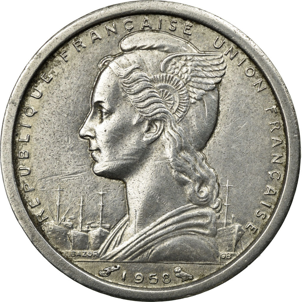 Coin, Madagascar, Franc, 1958, Paris, EF(40-45), Aluminum, KM:3