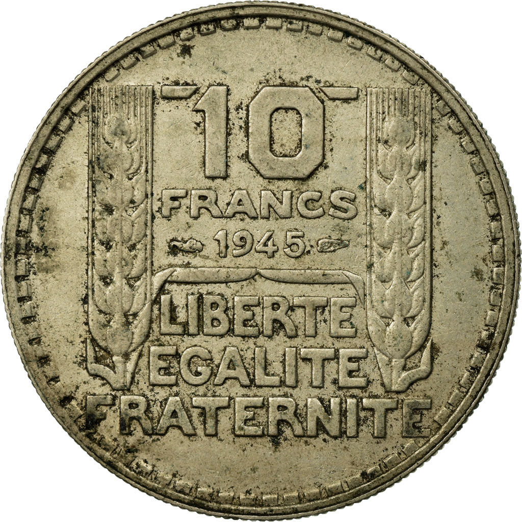 Moeda, França, Turin, 10 Francs, 1945, Paris, VF(30-35), Cobre-níquel