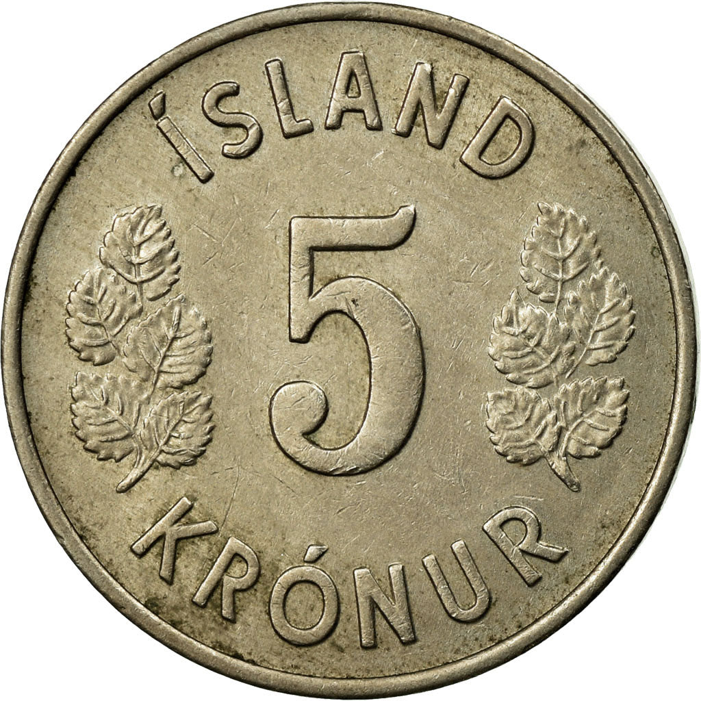 Moneda, Islandia, 5 Kronur, 1970, BC+, Cobre - níquel, KM:18