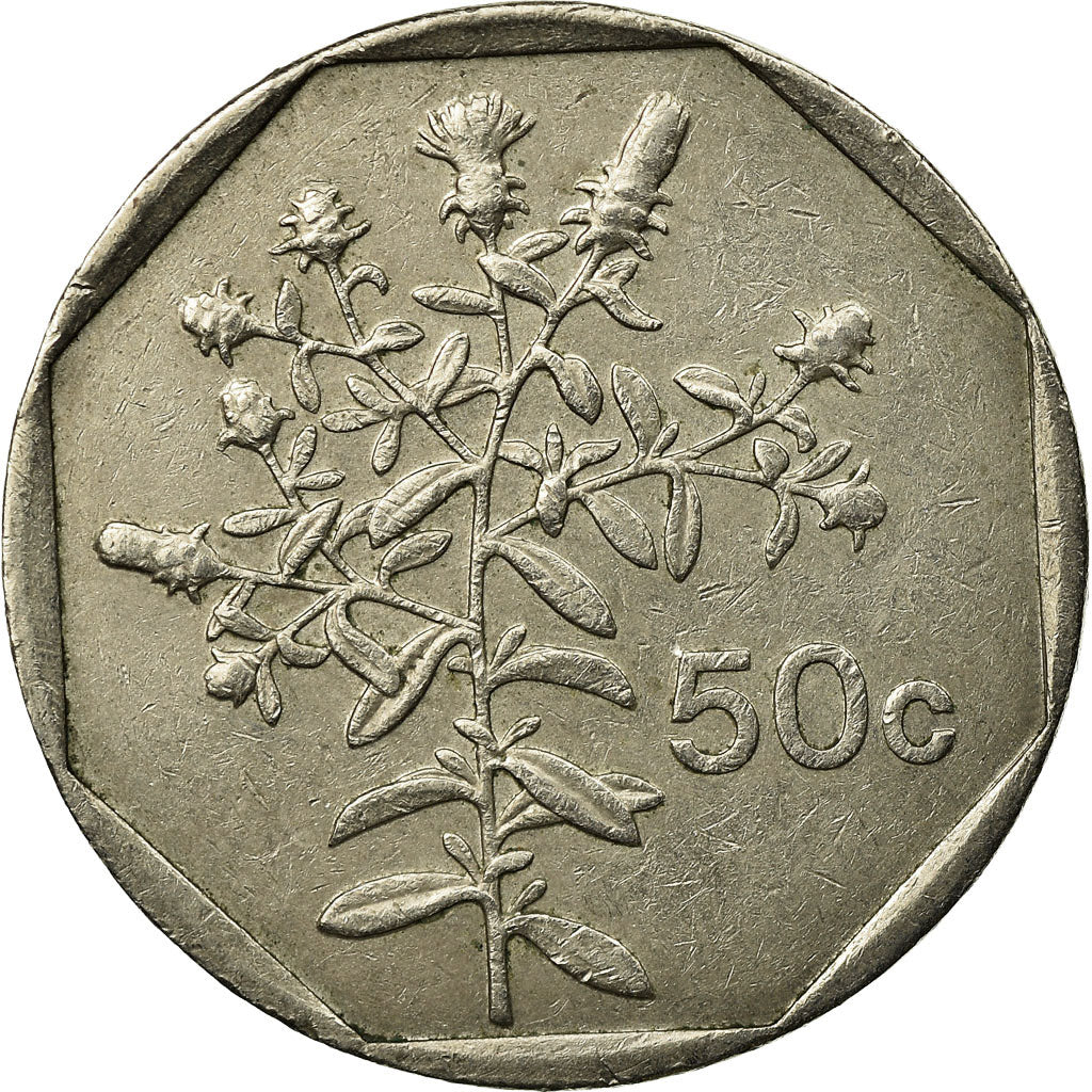 Coin, Malta, 50 Cents, 1992, British Royal Mint, EF(40-45), Copper-nickel, KM:98