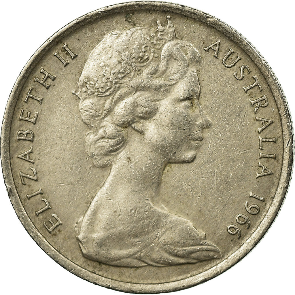 Moneda, Australia, Elizabeth II, 5 Cents, 1966, Melbourne, MBC, Cobre - níquel