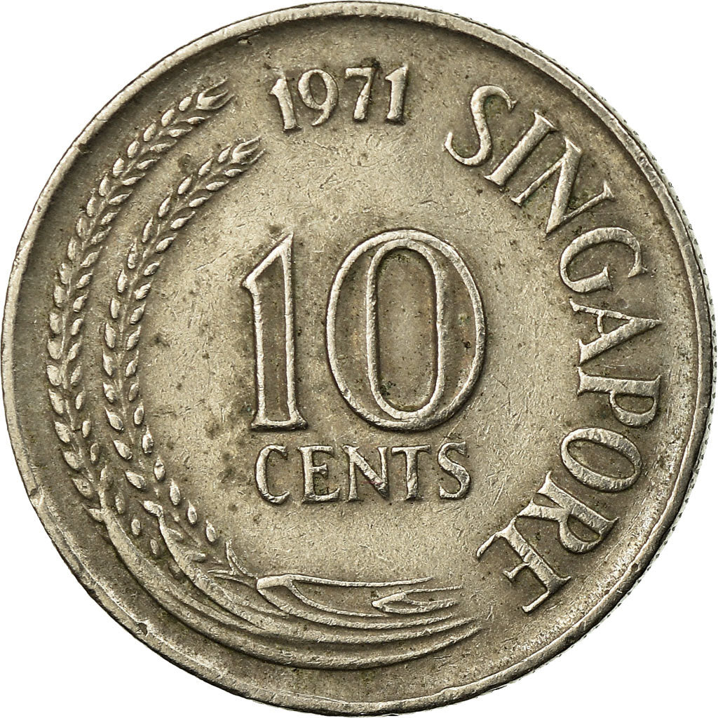 Coin, Singapore, 10 Cents, 1971, Singapore Mint, EF(40-45), Copper-nickel, KM:3
