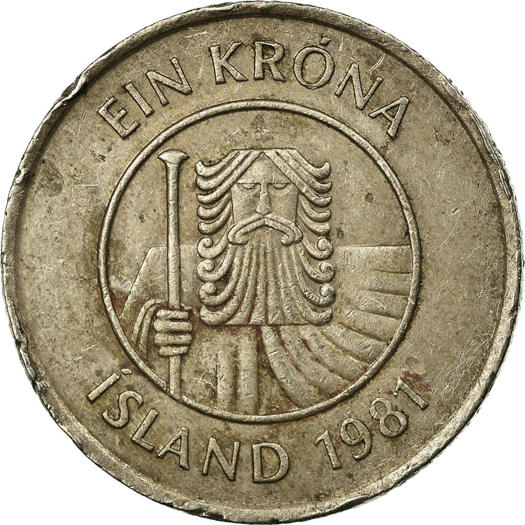 Moneda, Islandia, Krona, 1981, BC+, Cobre - níquel, KM:27