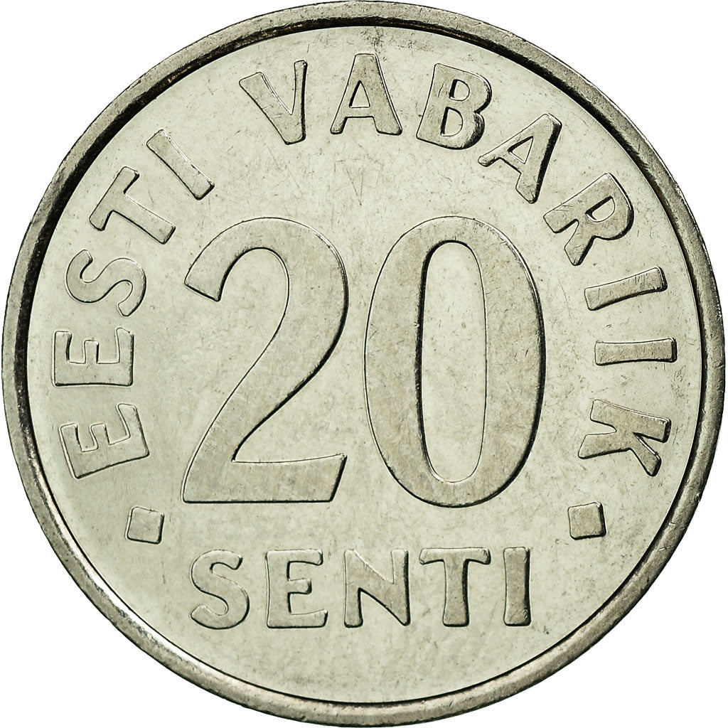 Moeda, Estónia, 20 Senti, 2004, no mint, EF(40-45), Aço Niquelado, KM:23a