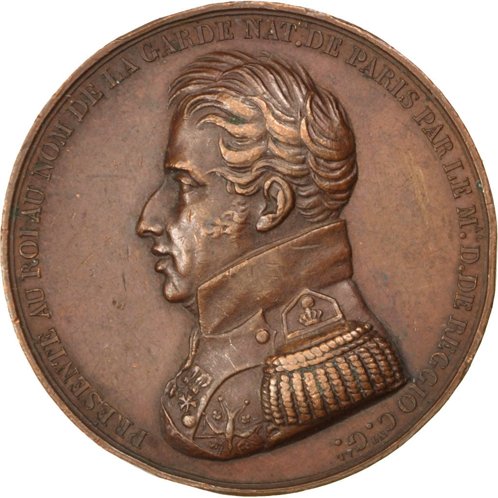 France, Medal, Charles X, Politics, Society, War, TTB+, Cuivre