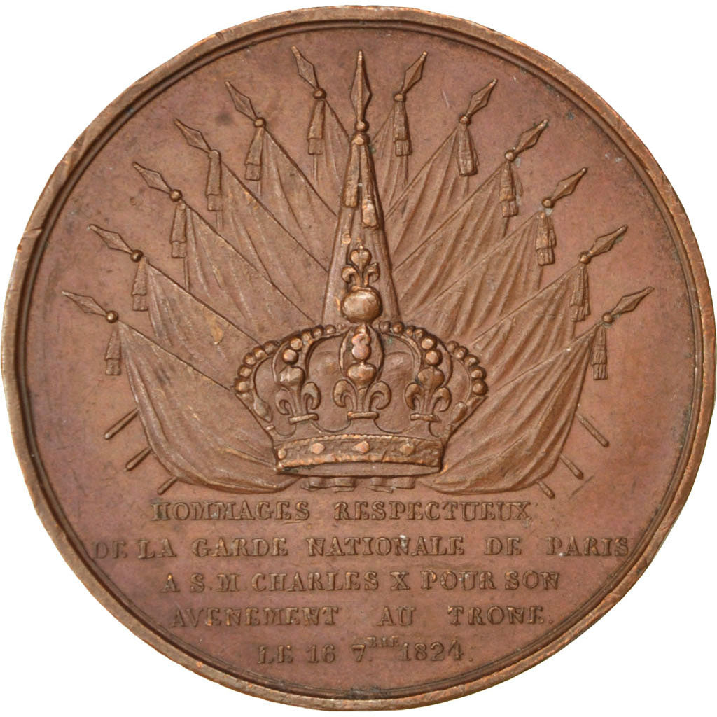 France, Medal, Charles X, Politics, Society, War, TTB+, Cuivre