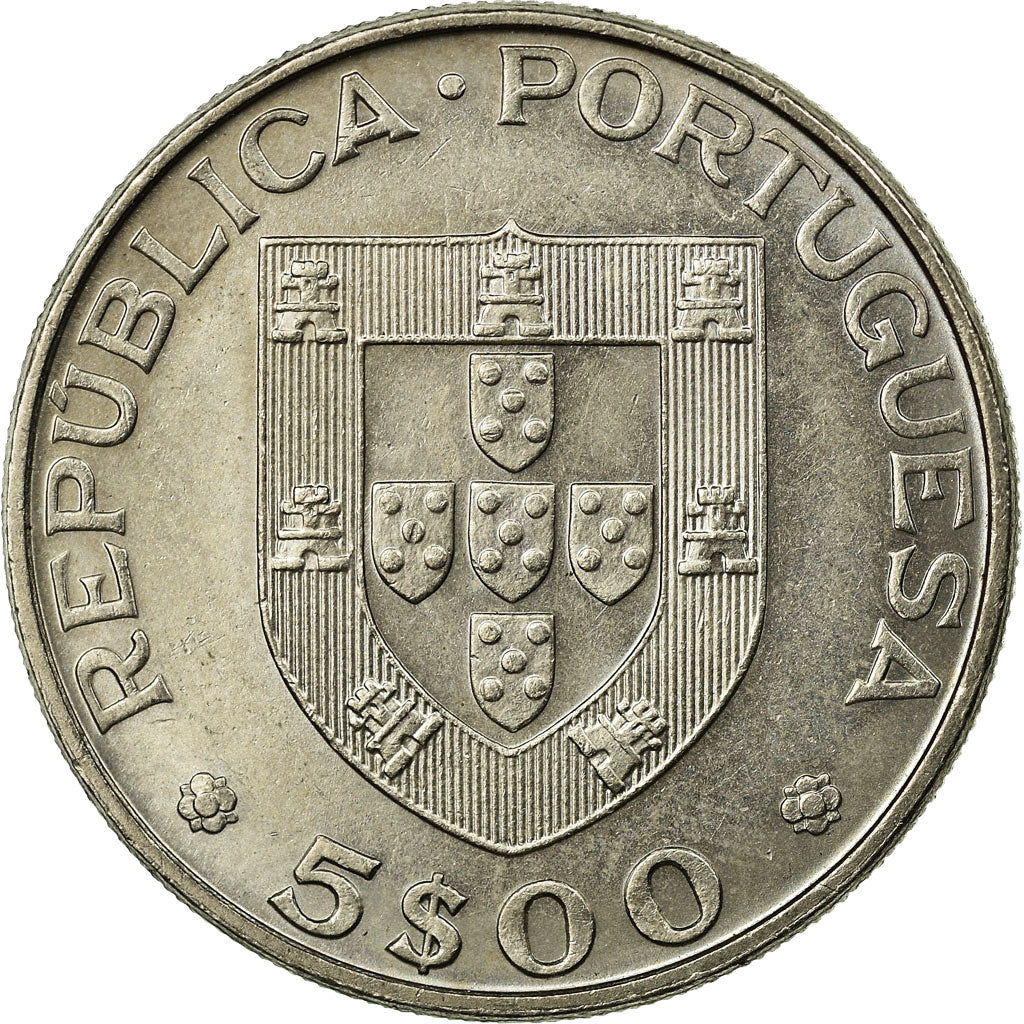 Moneda, Portugal, 5 Escudos, 1977, Lisbon, MBC, Cobre - níquel, KM:606