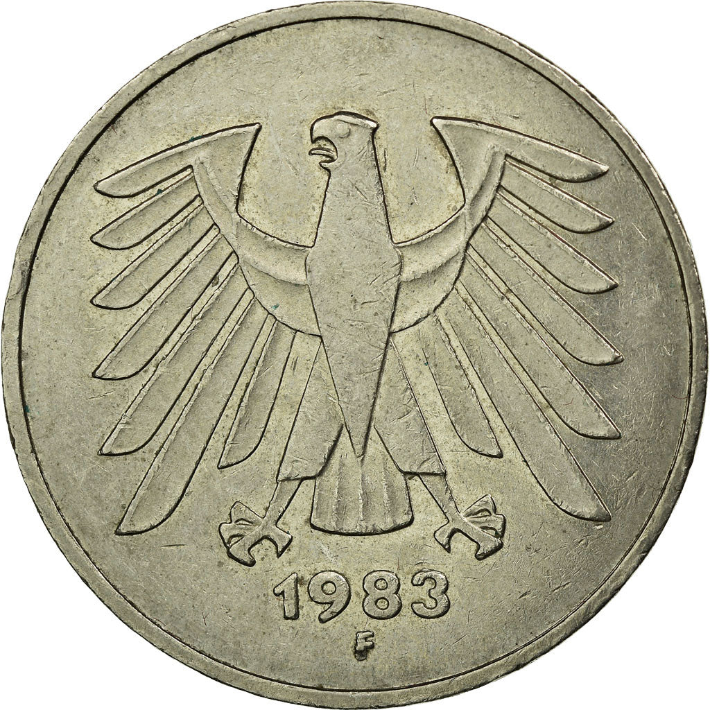 Moneta, GERMANIA - REPUBBLICA FEDERALE, 5 Mark, 1983, Stuttgart, BB, Nichel