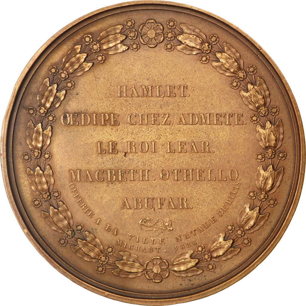 Frankreich, Medaille, Littérature, Jean Duvis, Charles X, 1828, Michaut, VZ