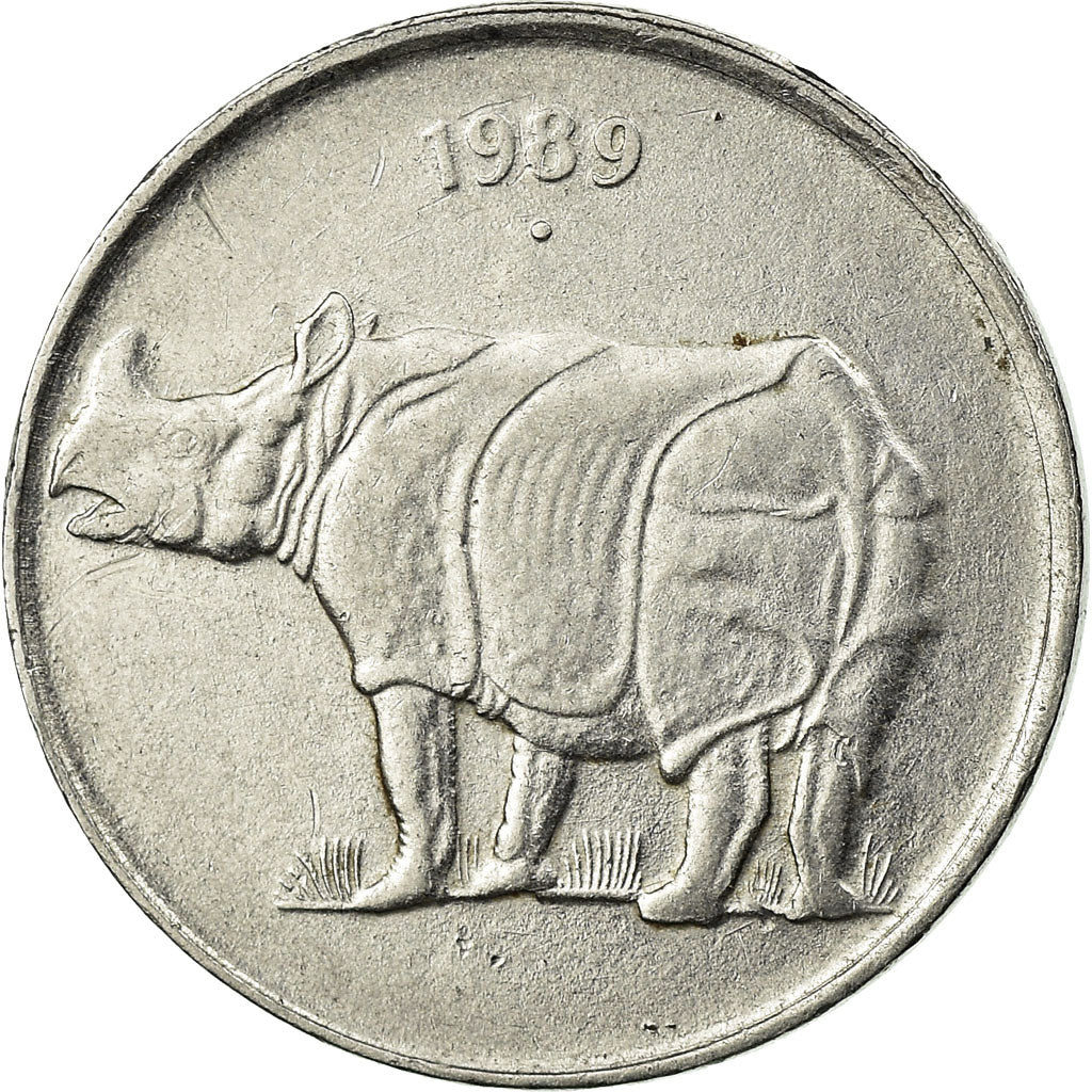 Moneta, INDIE-REPUBLIKA, 25 Paise, 1989, EF(40-45), Stal nierdzewna, KM:54