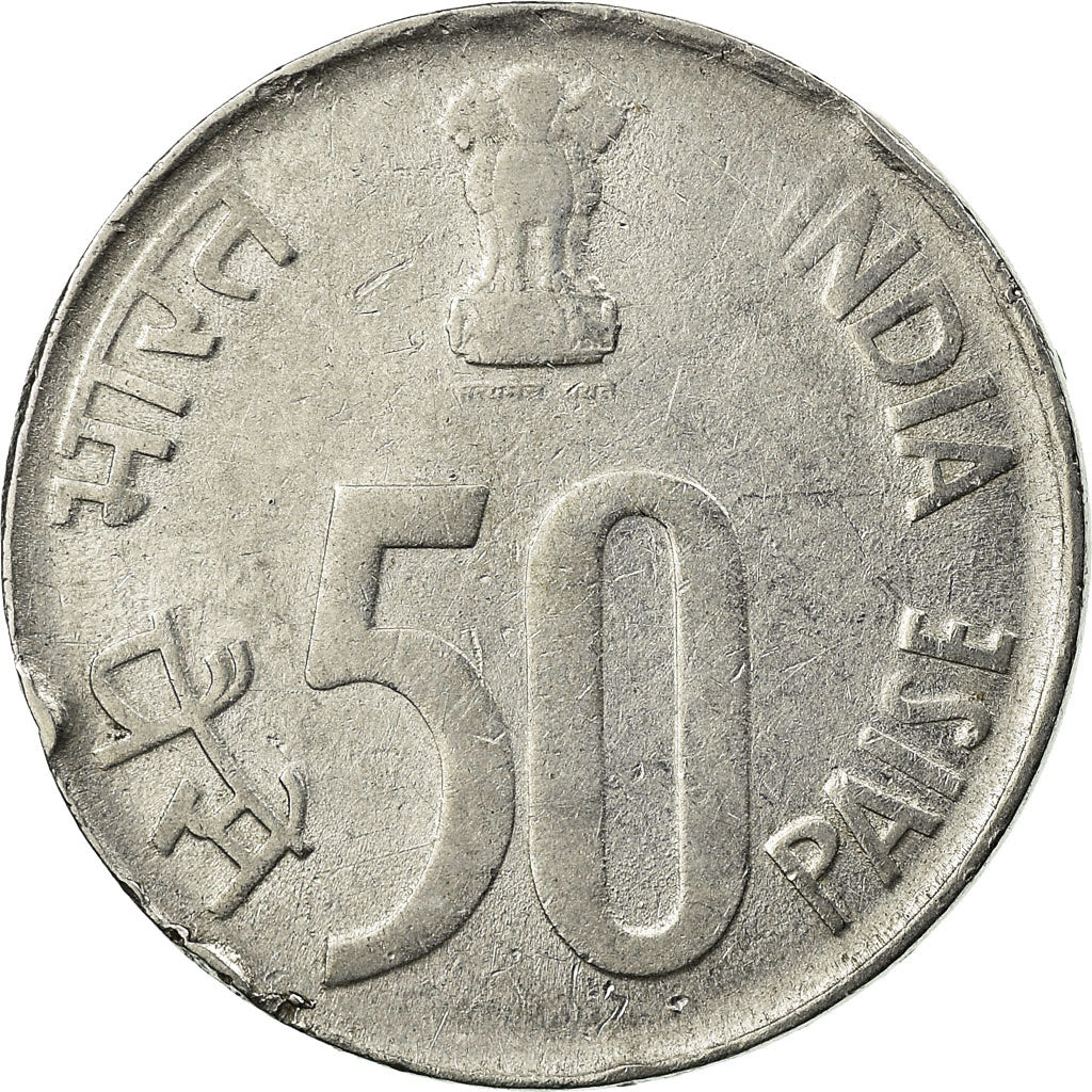 Moneda, INDIA-REPÚBLICA, 50 Paise, 1989, MBC, Acero inoxidable, KM:69
