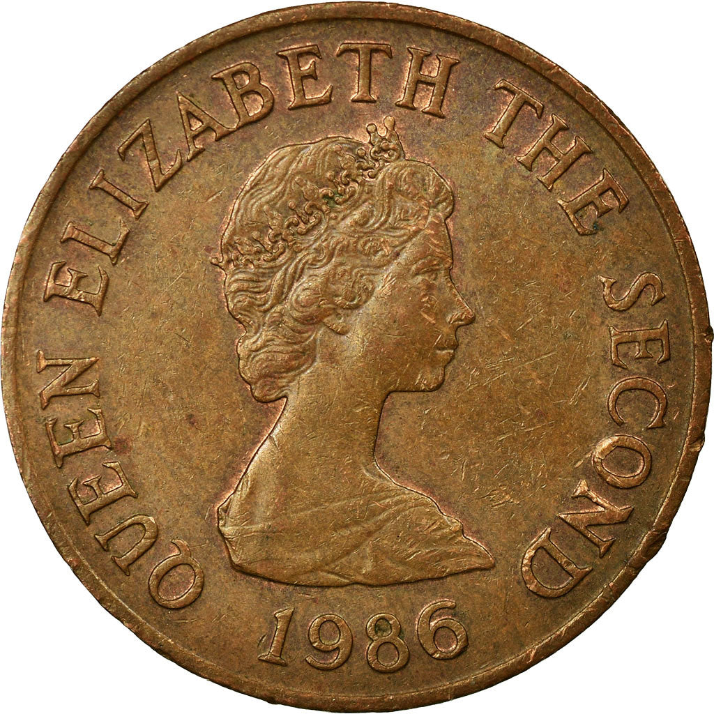 Coin, Jersey, Elizabeth II, 2 Pence, 1986, EF(40-45), Bronze, KM:55