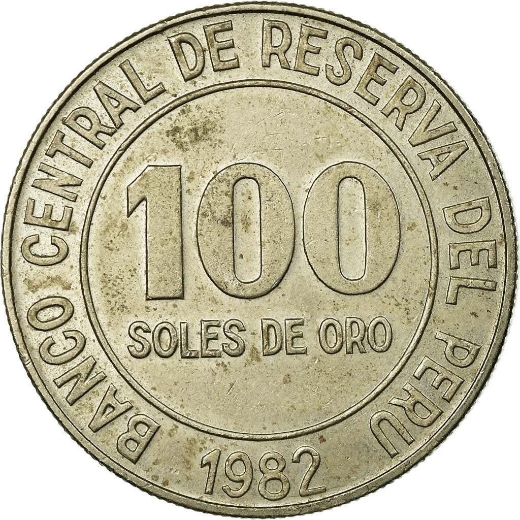 Moneda, Perú, 100 Soles, 1982, Lima, MBC, Cobre - níquel, KM:283