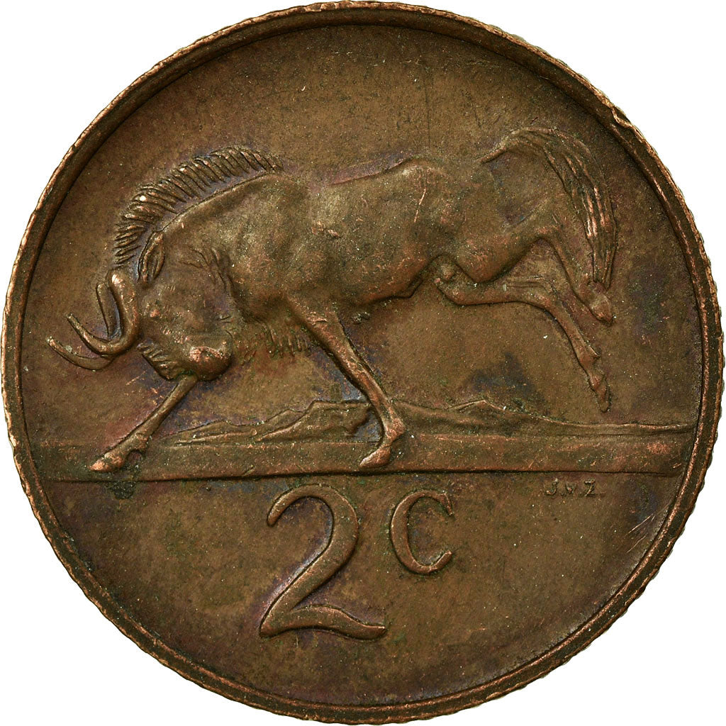 Moneta, Sudafrica, 2 Cents, 1971, BB, Bronzo, KM:83