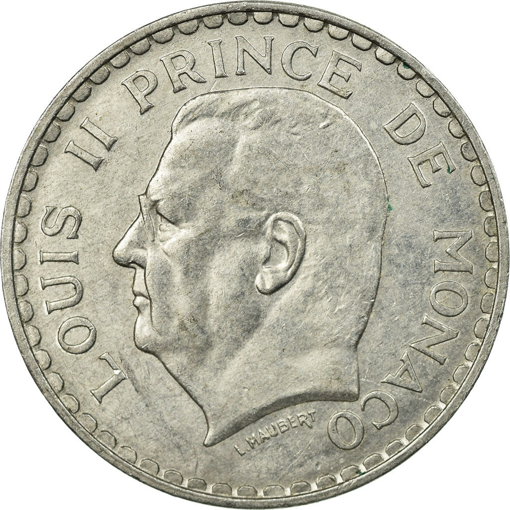 Moeda, Mónaco, Louis II, 5 Francs, 1945, Paris, EF(40-45), Alumínio, KM:122