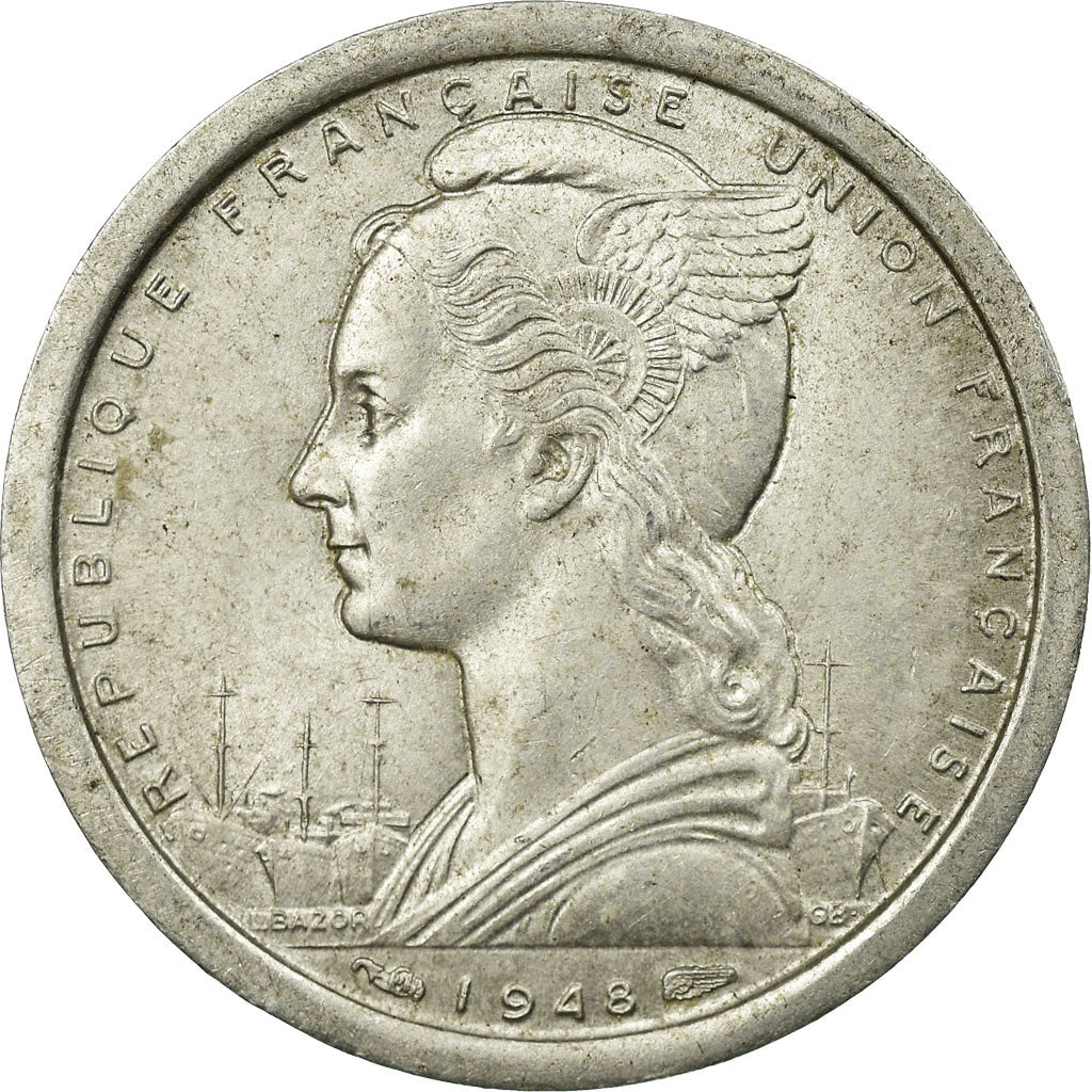 Coin, French West Africa, Franc, 1948, Paris, EF(40-45), Aluminum, KM:3