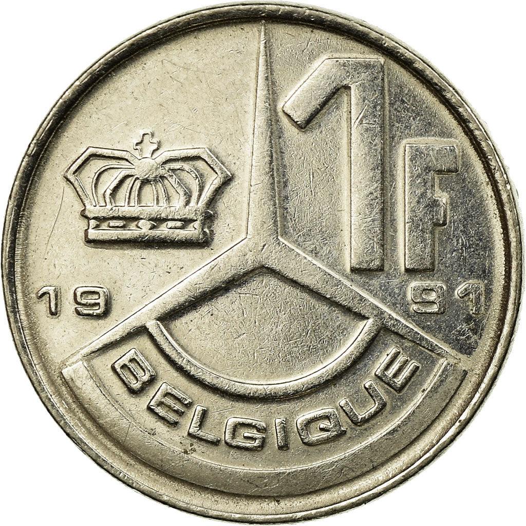 Monnaie, Belgique, Franc, 1991, TB+, Nickel Plated Iron, KM:170