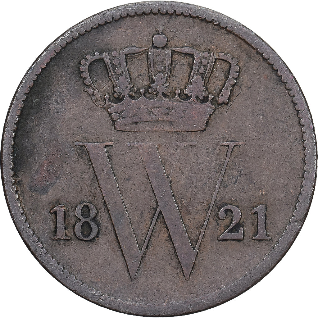 Moeda, Países Baixos, William I, Cent, 1821, Brussels, EF(40-45), Cobre, KM:47