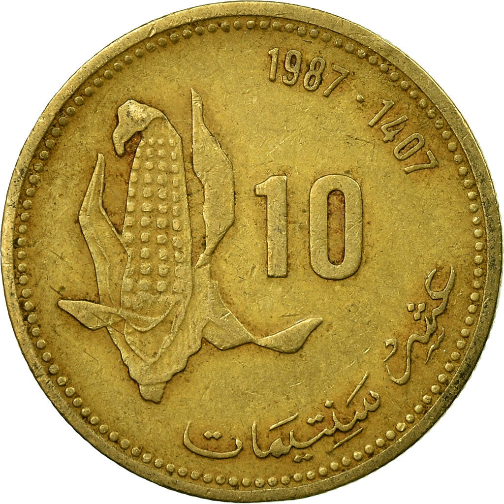 Moneta, Maroko, al-Hassan II, 10 Santimat, 1987, Paris, VF(30-35)