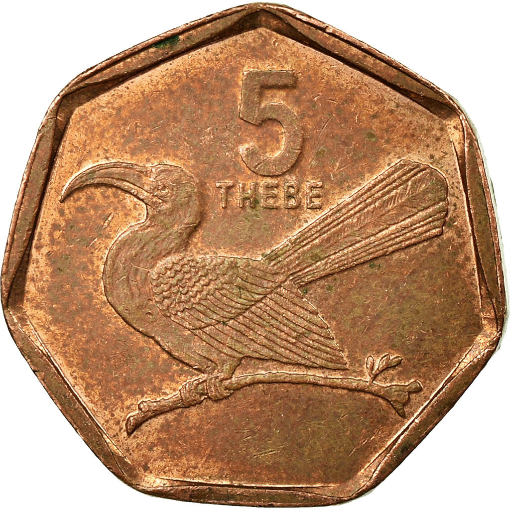 Coin, Botswana, 5 Thebe, 2002, British Royal Mint, VF(20-25), Copper Plated