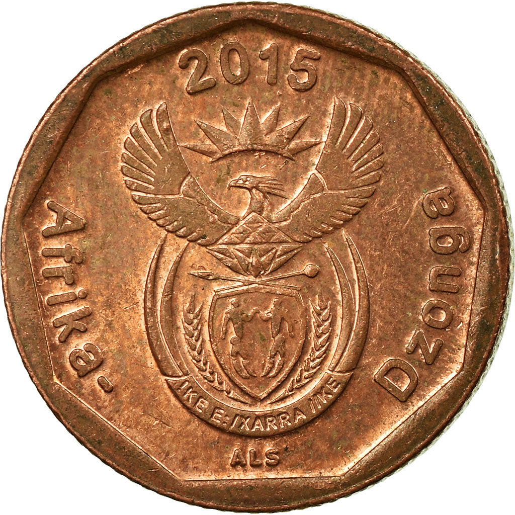 Moneta, Sudafrica, 10 Cents, 2015, MB+, Acciaio placcato in bronzo