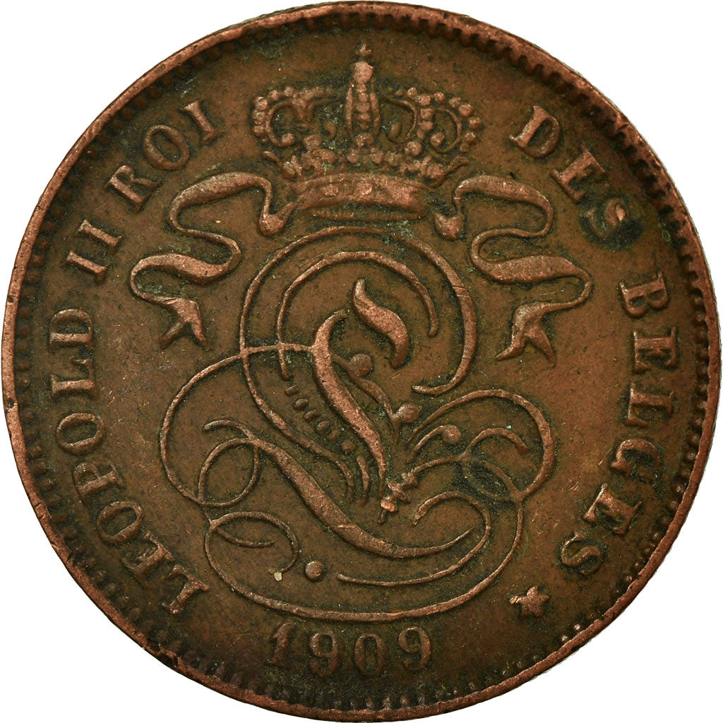 Monnaie, Belgique, Leopold II, 2 Centimes, 1909, TB+, Cuivre, KM:35.1