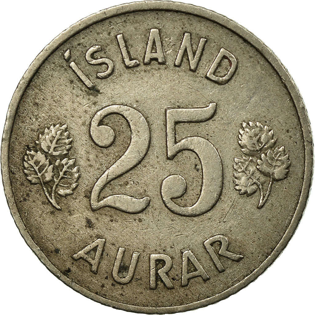 Munten, IJsland, 25 Aurar, 1946, FR+, Copper-nickel, KM:11
