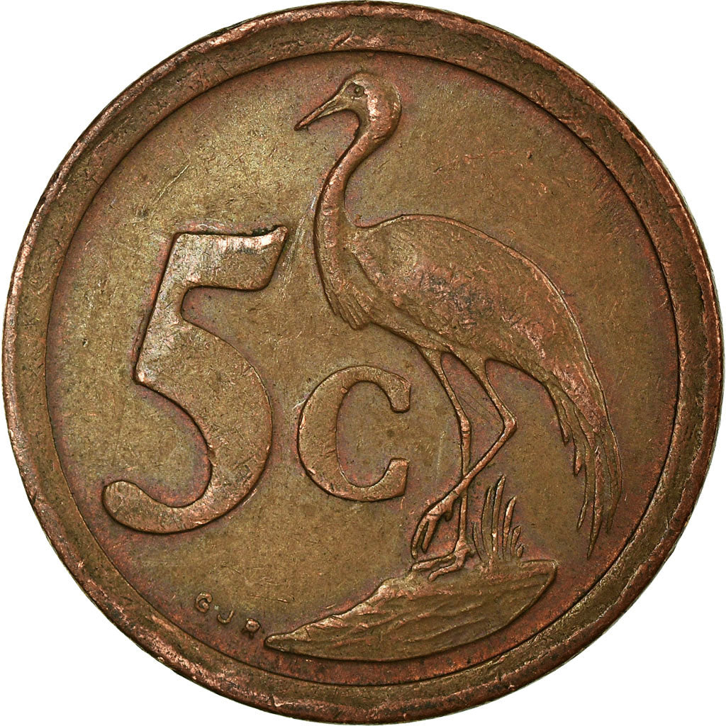 Moneta, Sudafrica, 5 Cents, 1990, MB+, Acciaio placcato rame, KM:134