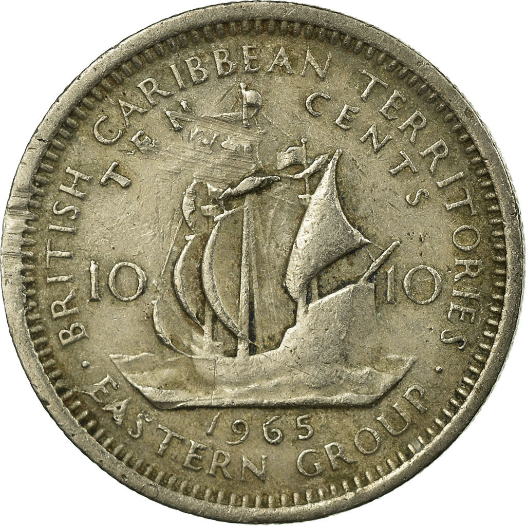 Moeda, Estados das Caraíbas Orientais, Elizabeth II, 10 Cents, 1965, VF(30-35)