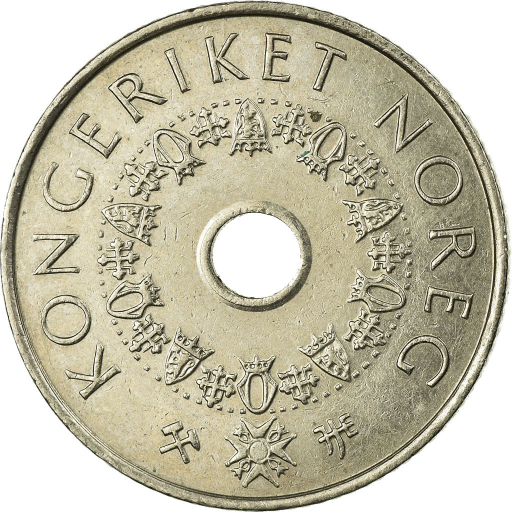 Moeda, Noruega, Harald V, 5 Kroner, 1999, EF(40-45), Cobre-níquel, KM:463