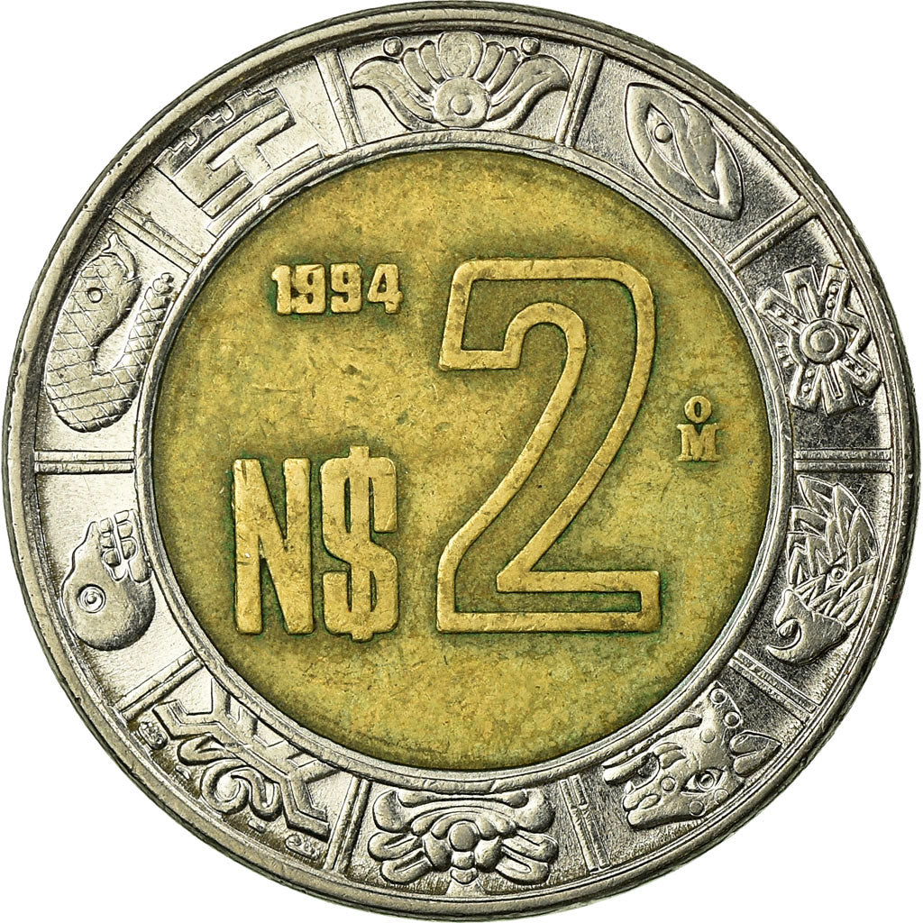 Moneta, Mexico, 2 Nuevo Pesos, 1994, Mexico City, VF(30-35), Bimetaliczny