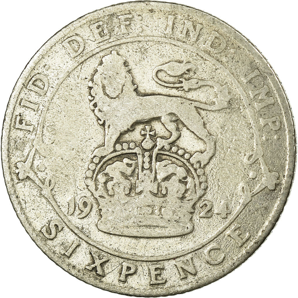 Coin, Great Britain, George V, 6 Pence, 1924, VF(30-35), Silver, KM:815a.1