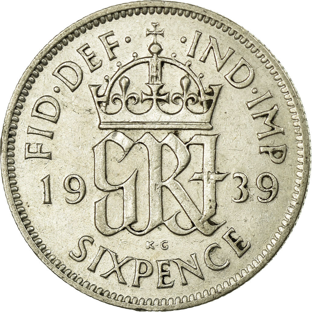Coin, Great Britain, George VI, 6 Pence, 1939, EF(40-45), Silver, KM:852