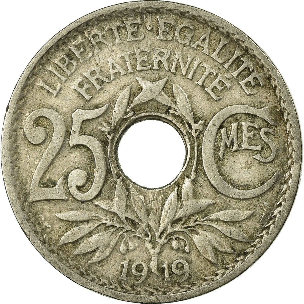 Moneta, Francja, Lindauer, 25 Centimes, 1919, VF(30-35), Miedź-Nikiel, KM:867a