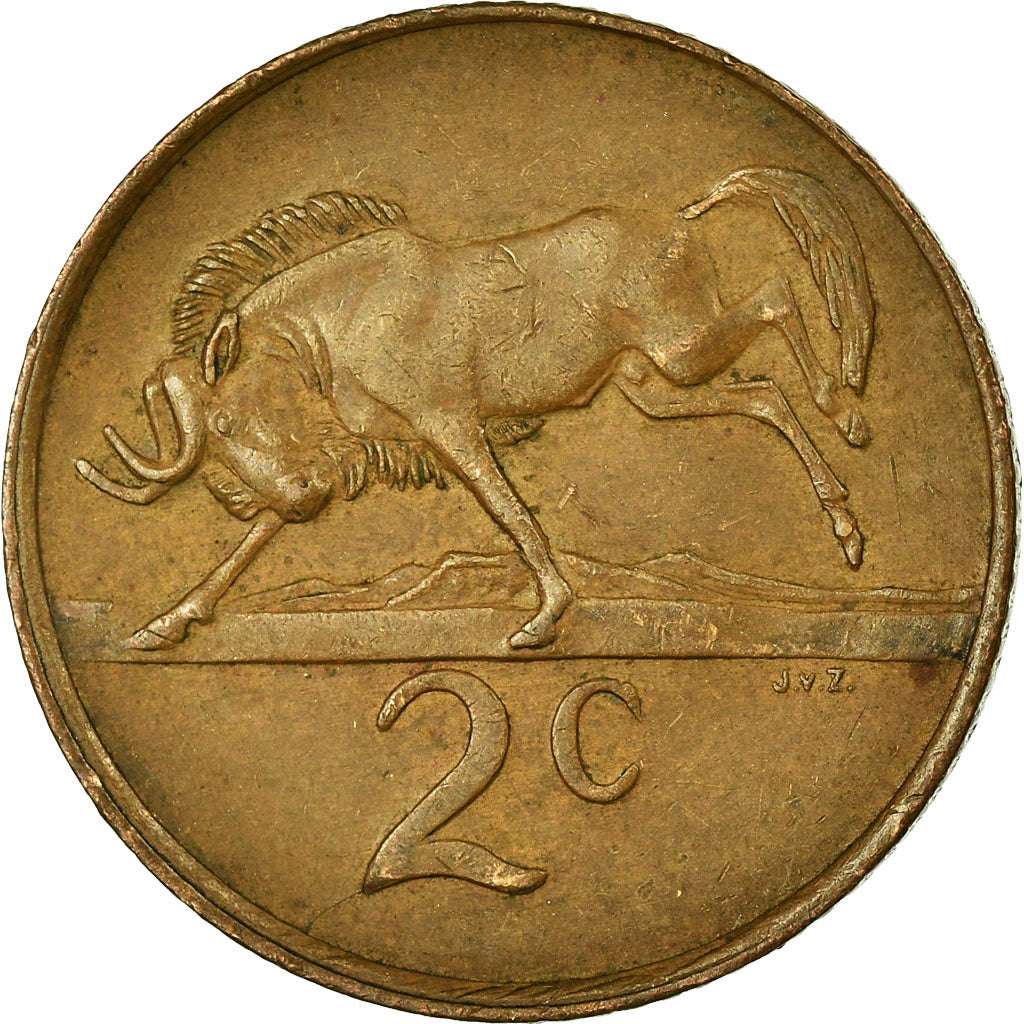 Moneta, Sudafrica, 2 Cents, 1982, MB+, Bronzo, KM:110