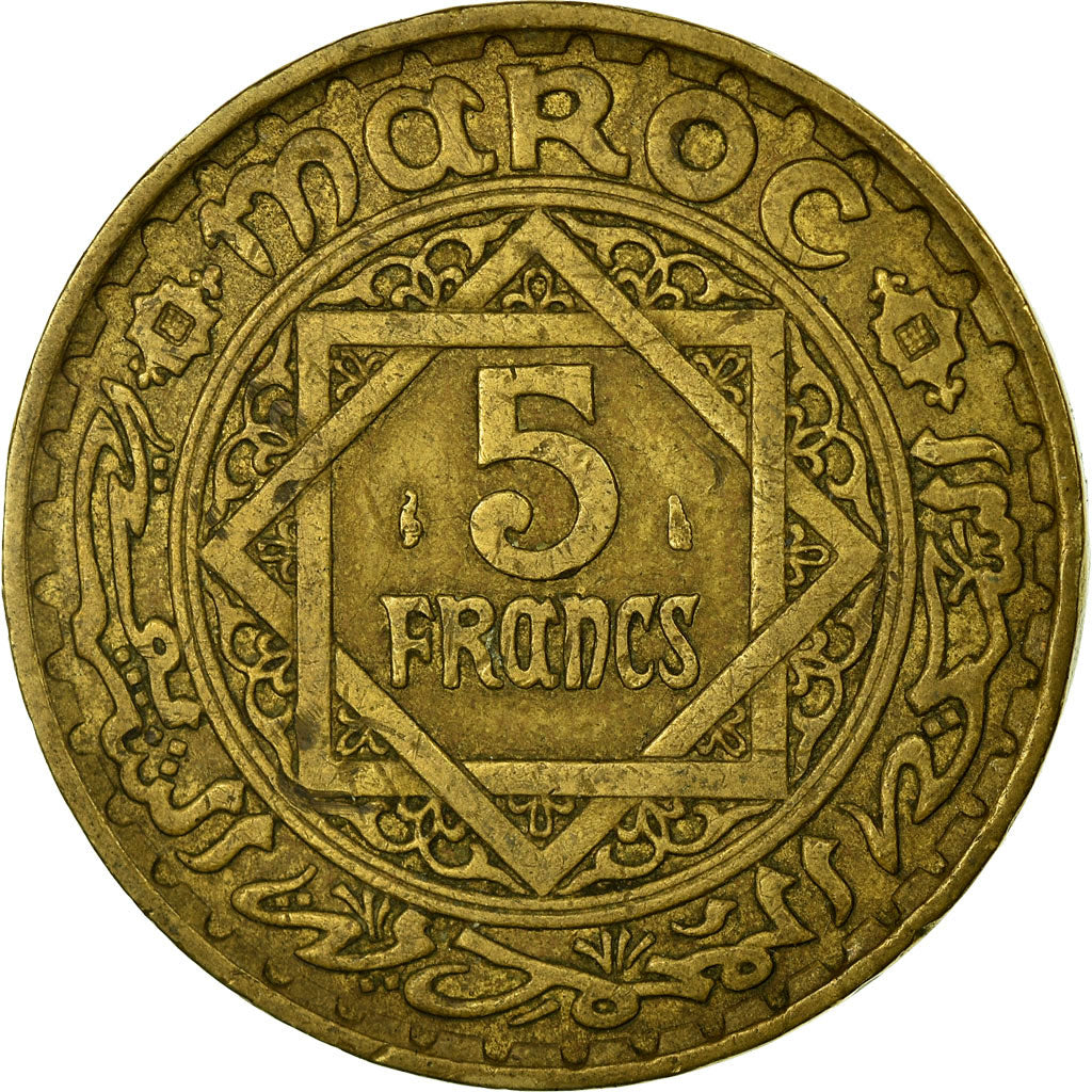 Monnaie, Maroc, Mohammed V, 5 Francs, 1945, Paris, TB+, Aluminum-Bronze, KM:43