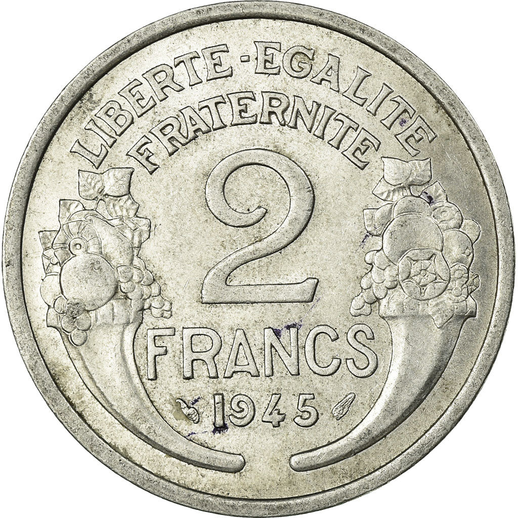 Coin, France, Morlon, 2 Francs, 1945, Paris, VF(30-35), Aluminum, KM:886a.1