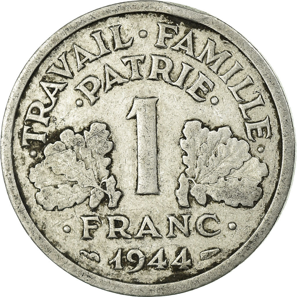 France, 1 Franc, Bazor, 1944, Beaumont-Le-Roger, Aluminum, VF(20-25)
