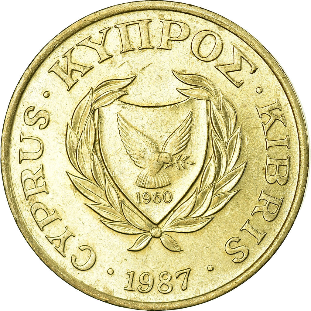 Moneta, Cipro, 5 Cents, 1987, BB, Nichel-ottone, KM:55.2