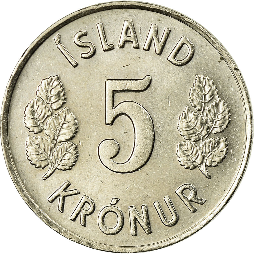 Moneda, Islandia, 5 Kronur, 1980, MBC, Cobre - níquel, KM:18