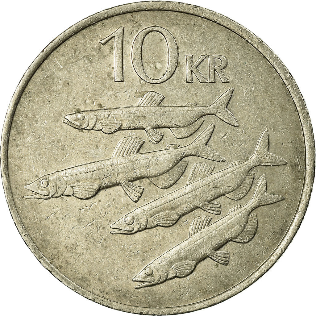 Munten, IJsland, 10 Kronur, 1984, FR+, Copper-nickel, KM:29.1