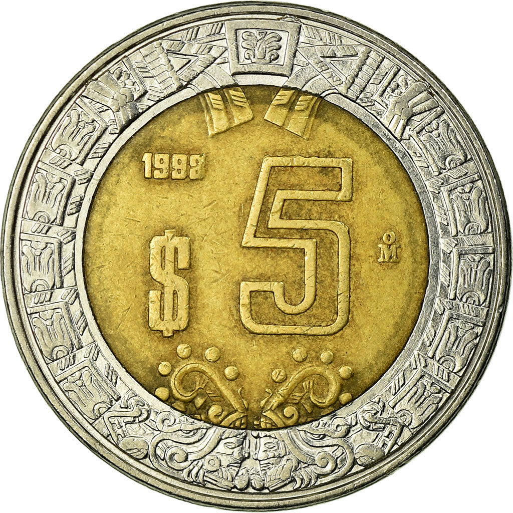Coin, Mexico, 5 Pesos, 1998, Mexico City, EF(40-45), Bi-Metallic, KM:605